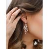 imageSWEETV Vine Wedding Earrings for Brides Bridesmaids Earrings Gifts Leaf Bridal Drop Earrings Silver Cubic Zirconia Dangling Earrings for Prom Formal PartyStyle2Silver