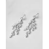 imageSWEETV Vine Wedding Earrings for Brides Bridesmaids Earrings Gifts Leaf Bridal Drop Earrings Silver Cubic Zirconia Dangling Earrings for Prom Formal PartyStyle2Silver