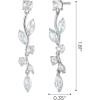 imageSWEETV Vine Wedding Earrings for Brides Bridesmaids Earrings Gifts Leaf Bridal Drop Earrings Silver Cubic Zirconia Dangling Earrings for Prom Formal PartyStyle4Silver