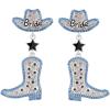 imageSWEETV Bride Earrings for Bachelorette Cowgirls Boot Earrings for Women Dangling Bride to Be Drop Dangle Earrings Bachelorette Outfit Accessories Gifts for Western Country Wedding PartyBoot earringsBlue