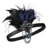 imageSWEETV Feather Flapper Headpiece Black Rhinestone 1920s Headband the Great Gatsby Hair AccessoriesBlack Band