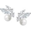 imageSWEETV Pearl Wedding Earrings for Brides Bridesmaids Bridal Pearl Cluster Earrings Cubic Zirconia Pearl Drop Stud Earrigs for Women Formal Jewelry Mothers Day GiftsPearl Earrings3Silver