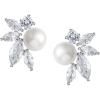 imageSWEETV Pearl Wedding Earrings for Brides Bridesmaids Bridal Pearl Cluster Earrings Cubic Zirconia Pearl Drop Stud Earrigs for Women Formal Jewelry Mothers Day GiftsPearl Earrings4Silver