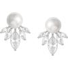 imageSWEETV Pearl Wedding Earrings for Brides Bridesmaids Bridal Pearl Cluster Earrings Cubic Zirconia Pearl Drop Stud Earrigs for Women Formal Jewelry Mothers Day GiftsPearl Earrings6Silver