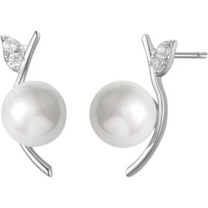 imageSWEETV Minimalist Pearl Drop Dangle Earrings for Women Elegant Wedding Bridal Stud Earrings for Brides BridesmaidsProm Jewelry GiftsStyle1Silver