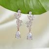 imageSWEEETV Bridal Wedding Earrings for Brides BridesmaidesMarquise Teardrop Earrings for Women Cubic Zirconia Drop and Dangle Earrings for Prom or PageantJewelryRose Gold