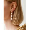 imageSWEETV 14K Gold Plated Long Pearl Drop Dangle Earrings for Women Tassel Chain Baroque Pearl Wedding Bridal Earrings for Brides Bridesmaids Prom Jewelry Gifts04GoldHuggie