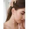imageSWEETV 14K Gold Plated Long Pearl Drop Dangle Earrings for Women Tassel Chain Baroque Pearl Wedding Bridal Earrings for Brides Bridesmaids Prom Jewelry Gifts01GoldBaroque Pearls