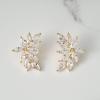 imageSWEETV Bridal Wedding Earrings for Brides Bridesmaid Marquise Cubic Zirconia Rhinestone Cluster Earrings for Women PromGold