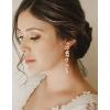 imageSWEETV Cubic Zirconia Bridal Earrings for Women Brides Crystal Chandelier Wedding Drop Earrings for Prom or Pageant06Champagne