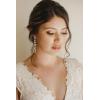 imageSWEETV Cubic Zirconia Bridal Earrings for Women Brides Crystal Chandelier Wedding Drop Earrings for Prom or Pageant06Champagne