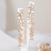 imageSWEETV Cubic Zirconia Bridal Earrings for Women Brides Crystal Chandelier Wedding Drop Earrings for Prom or PageantGold