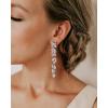 imageSWEETV Cubic Zirconia Bridal Earrings for Women Brides Crystal Chandelier Wedding Drop Earrings for Prom or PageantSilver