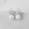 imageSWEETV Cubic Zirconia Pearl Drop Wedding Earrings for Brides Ivory Bridal Pearl Earrings for Bridesmaid Jewelry Gift07Style 8