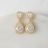 imageSWEETV Cubic Zirconia Teardrop Bridal Earrings Rhinestone Dangle Earrings for Wedding Prom AnniversaryGold
