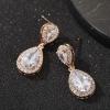 imageSWEETV Cubic Zirconia Teardrop Bridal Earrings Rhinestone Dangle Earrings for Wedding Prom AnniversaryStyle1Rose Gold