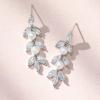imageSWEETV Cubic Zirconia Wedding Earrings for Brides Bridesmaids Elegant Marquise Bridal Dangling Earrings Crystal Drop earrings for Women Jewelry GiftsSilverPearl