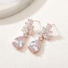 imageSWEETV Elegant Bridal Wedding Earrings for Brides Bridesmaids Cubic Zirconia Teardrop Dangle Earrings for Women Formal JewelryRose Gold