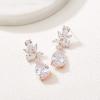 imageSWEETV Elegant Bridal Wedding Earrings for Brides Bridesmaids Cubic Zirconia Teardrop Dangle Earrings for Women Formal JewelryRose Gold
