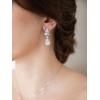 imageSWEETV Elegant Bridal Wedding Earrings for Brides Bridesmaids Cubic Zirconia Teardrop Dangle Earrings for Women Formal JewelrySilver