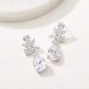 imageSWEETV Elegant Bridal Wedding Earrings for Brides Bridesmaids Cubic Zirconia Teardrop Dangle Earrings for Women Formal JewelrySilver