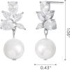 imageSWEETV Elegant Bridal Wedding Earrings for Brides Bridesmaids Cubic Zirconia Teardrop Dangle Earrings for Women Formal JewelrySilverPearl