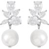 imageSWEETV Elegant Bridal Wedding Earrings for Brides Bridesmaids Cubic Zirconia Teardrop Dangle Earrings for Women Formal JewelrySilverPearl