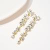 imageSWEETV Long Rhinestone Dangle Earrings for Women Wedding Bridal Earrings for Brides Crystal Chandelier Drop Earrings for Prom or PageantClearGold Tone