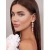 imageSWEETV Long Rhinestone Dangle Earrings for Women Wedding Bridal Earrings for Brides Crystal Chandelier Drop Earrings for Prom or PageantClearRose Gold Tone