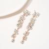 imageSWEETV Long Rhinestone Dangle Earrings for Women Wedding Bridal Earrings for Brides Crystal Chandelier Drop Earrings for Prom or PageantClearRose Gold Tone