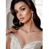 imageSWEETV Long Rhinestone Dangle Earrings for Women Wedding Bridal Earrings for Brides Crystal Chandelier Drop Earrings for Prom or PageantClearRose Gold Tone