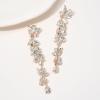 imageSWEETV Long Rhinestone Dangle Earrings for Women Wedding Bridal Earrings for Brides Crystal Chandelier Drop Earrings for Prom or PageantClearRose Gold Tone