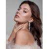 imageSWEETV Long Rhinestone Dangle Earrings for Women Wedding Bridal Earrings for Brides Crystal Chandelier Drop Earrings for Prom or PageantClearSilver Tone