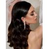 imageSWEETV Long Rhinestone Dangle Earrings for Women Wedding Bridal Earrings for Brides Crystal Chandelier Drop Earrings for Prom or PageantClearSilver Tone