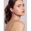 imageSWEETV Long Rhinestone Dangle Earrings for Women Wedding Bridal Earrings for Brides Crystal Chandelier Drop Earrings for Prom or PageantHot PinkGold Tone