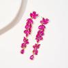 imageSWEETV Long Rhinestone Dangle Earrings for Women Wedding Bridal Earrings for Brides Crystal Chandelier Drop Earrings for Prom or PageantHot PinkGold Tone