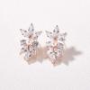 imageSWEETV Marquise Cubic Zirconia Wedding Bridal Stud Earrings for Brides Bridesmaids Crystal Pearl Rhinestone Stud Earrings for Women Prom Party Jewelry GiftsRose Gold