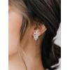 imageSWEETV Marquise Cubic Zirconia Wedding Bridal Stud Earrings for Brides Bridesmaids Crystal Pearl Rhinestone Stud Earrings for Women Prom Party Jewelry GiftsSilverCubic Zirconia