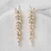 imageSWEETV Marquise Cubic Zirconia Wedding Earrings for Women Brides Crystal Chandelier Bridal Drop Earrings for Prom PageantGold