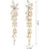 imageSWEETV Marquise Cubic Zirconia Wedding Earrings for Women Brides Crystal Chandelier Bridal Drop Earrings for Prom PageantGold