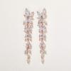 imageSWEETV Marquise Cubic Zirconia Wedding Earrings for Women Brides Crystal Chandelier Bridal Drop Earrings for Prom PageantRose Gold