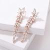 imageSWEETV Marquise Cubic Zirconia Wedding Earrings for Women Brides Crystal Chandelier Bridal Drop Earrings for Prom PageantRose Gold