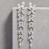 imageSWEETV Marquise Cubic Zirconia Wedding Earrings for Women Brides Crystal Chandelier Bridal Drop Earrings for Prom PageantSilver