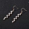 imageSWEETV Marquise Wedding Dangle Earrings for Brides Bridesmaid Crystal Long Bridal Earrings for Women PromRose Gold