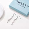 imageSWEETV Marquise Wedding Dangle Earrings for Brides Bridesmaid Crystal Long Bridal Earrings for Women PromSilver