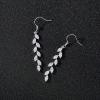 imageSWEETV Marquise Wedding Dangle Earrings for Brides Bridesmaid Crystal Long Bridal Earrings for Women PromSilver