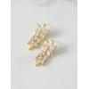 imageSWEETV Marquise Wedding Earrings for Brides Bridal Bridesmaid Earrings for Wedding Cubic Zirconia Dangle Drop Earrings for WomenGold
