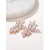 imageSWEETV Marquise Wedding Earrings for Brides Bridal Bridesmaid Earrings for Wedding Cubic Zirconia Dangle Drop Earrings for WomenRose Gold