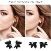 imageSWEETV Sparkly Rhinestone Stud Earrings for Women Crystal Wedding Bridal Earrings for BridesCluster Bridesmaid Earrings Prom Formal Party JewelryBlackGold Tone