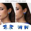 imageSWEETV Sparkly Rhinestone Stud Earrings for Women Crystal Wedding Bridal Earrings for BridesCluster Bridesmaid Earrings Prom Formal Party JewelryBlueGold Tone
